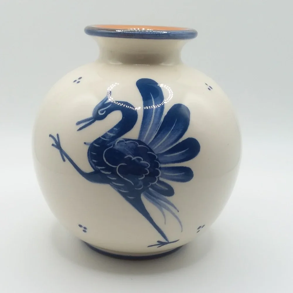 VTG Bulle Dubuis Bosshard Crane Peacock Blue Small Vase 4